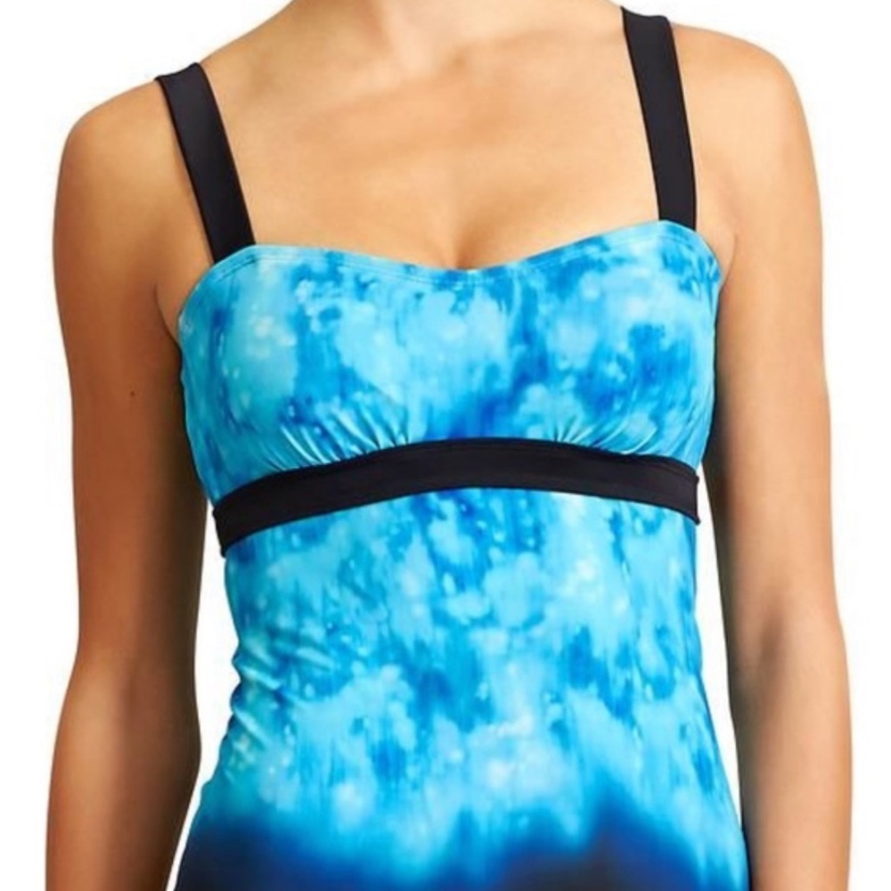 Athleta Blue Bali Pura tie dye blue tankini top &‎ Bali Dolphin Swim Bottoms SET - Picture 2 of 16
